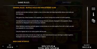 Buffalo Hold And Win Extreme 10000: Правила