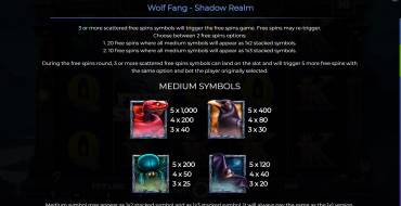 Wolf Fang – Shadow Realm: Таблица выплат